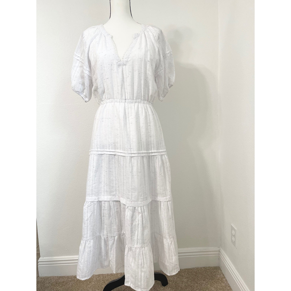 Betsey Johnson Dresses & Skirts - Betsey Johnson Boho Festival Tiered Maxi Dress Textured White. Size M NWT